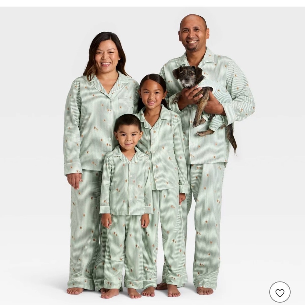 Target gingerbread Men's Green Striped Pajama Set as small can be women medium